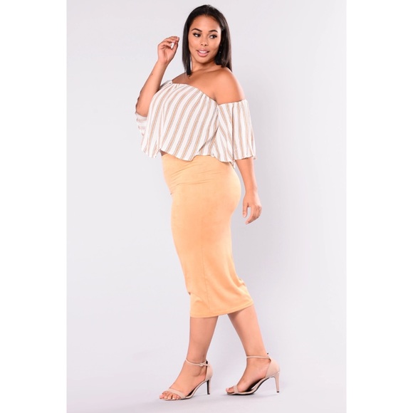 Fashion Nova Stayed For A Suede Skirt - Camel- Sz 3x - Picture 5 of 9